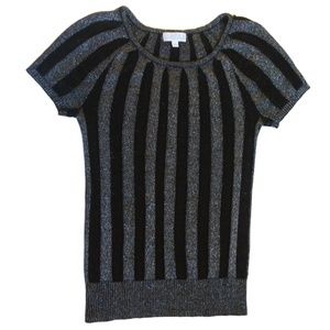 Black and Silver 3D Striped Top